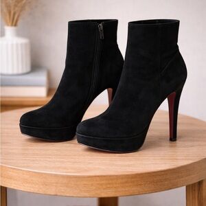 Suede platform high heel boots size 7